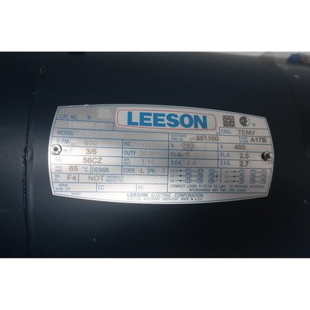 Leeson 56Cz 3Ph 3/5Hp 850Rpm 5/8In 230/460V-AC AC Motor C6T8NC29C 114665.00